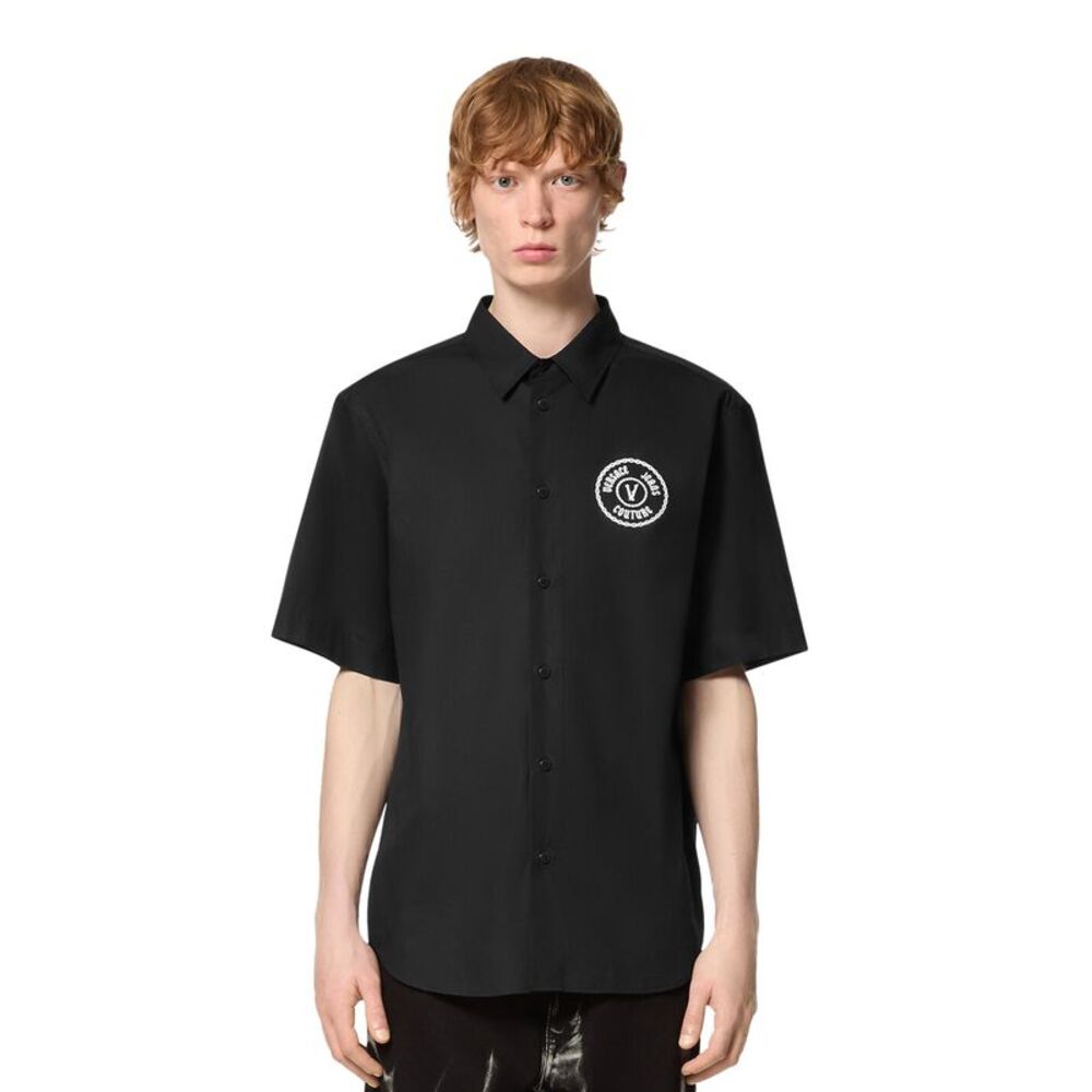 Versace Jeans Couture Black 100% Cotton V-Logo Classic Shirt